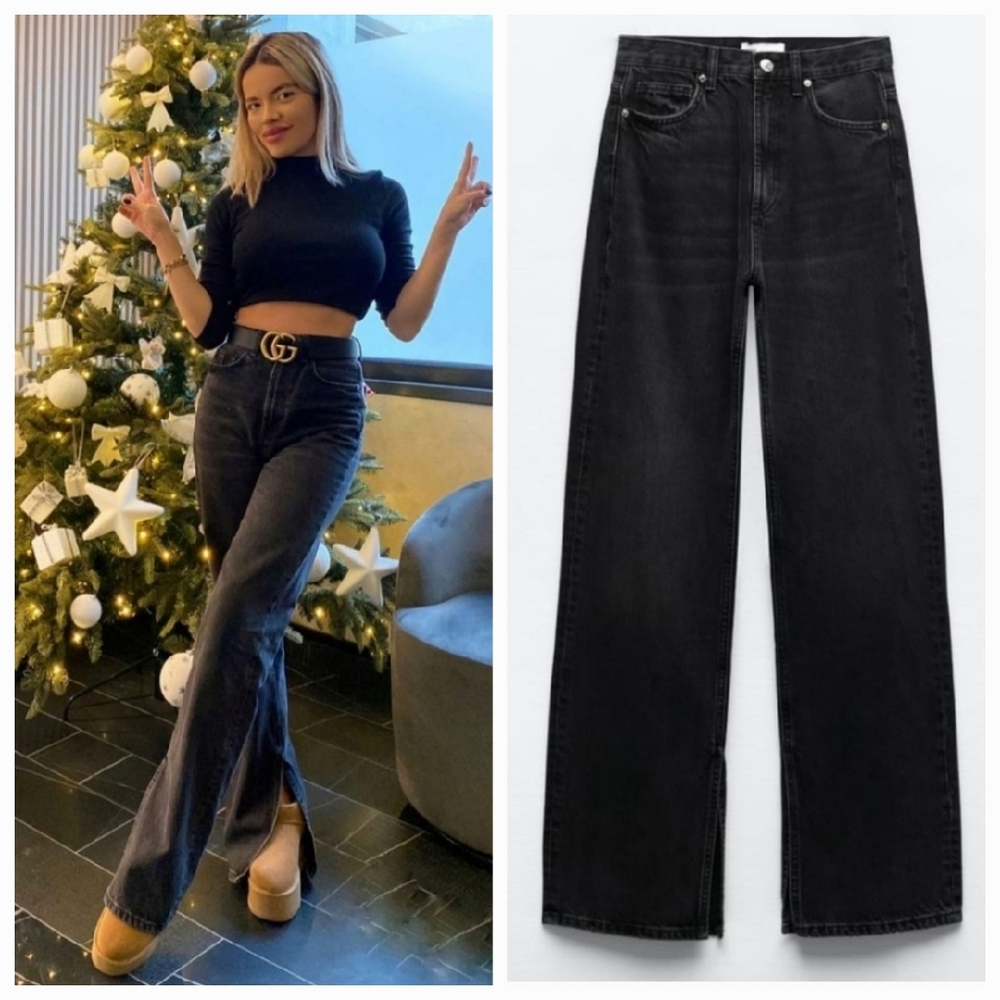 Zara wide split slit hem  jeans size 0/25